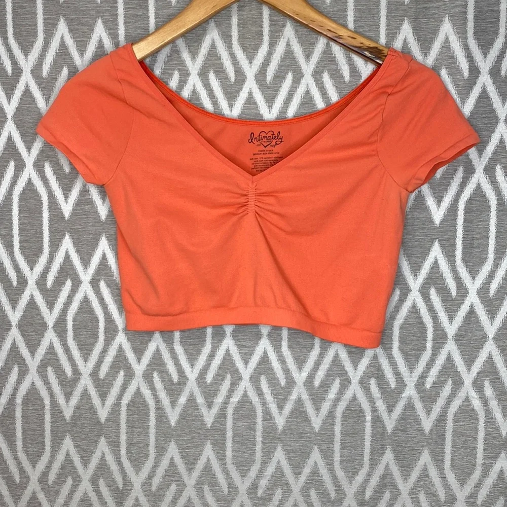 Intimately Free People Stretch Cap Sleeve Cropped Tee Size: M/L Coral or Orange